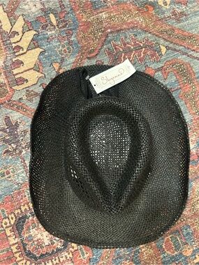 Shyanne Black Braided Straw Western Cowboy Hat with Rhinstone Details S